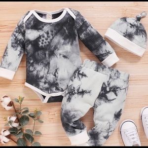 3-piece Black Tie Dye baby boy outfit